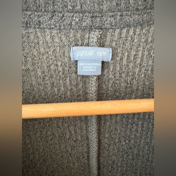 Aerie green ribbed Henley long sleeve shorts onesie romper XS oversized - Picture 3 of 10